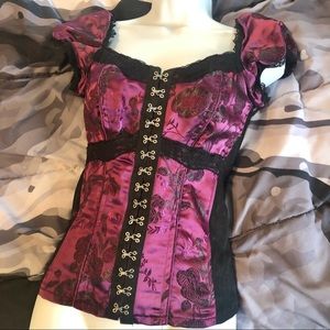 Tripp NYC Magenta Floral Corset with hook closure